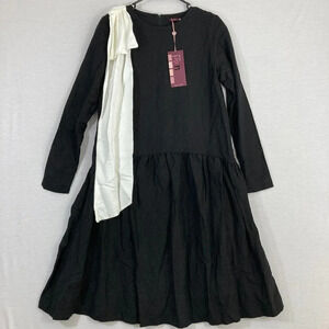 NEW Udel New York Black White Linen Blend Midi Dress size Small